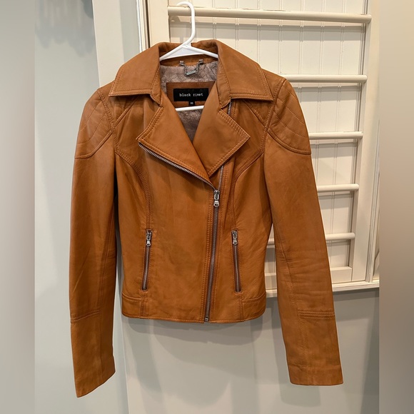 GENUINE LEATHER JACKET BLACK RIVET WOMEN’S XS - Picture 3 of 5